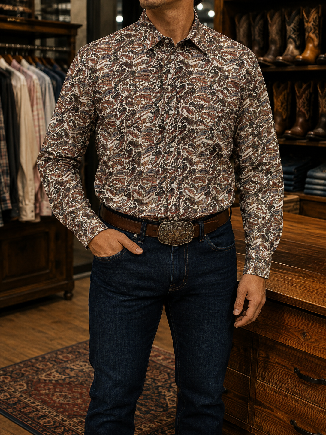 Camisa estampada para caballero WRC-8179