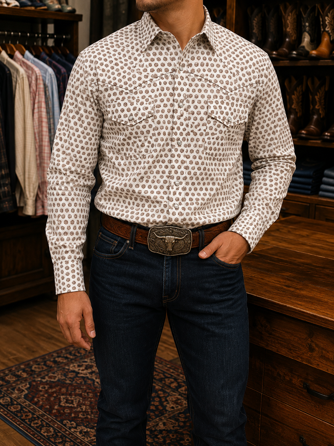 Camisa estampada para caballero WRC-8092